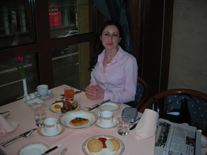 Kris Safarova breakfast before my first international client engagement meeting in Moscow.